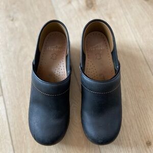 Dansko Black Leather Clogs